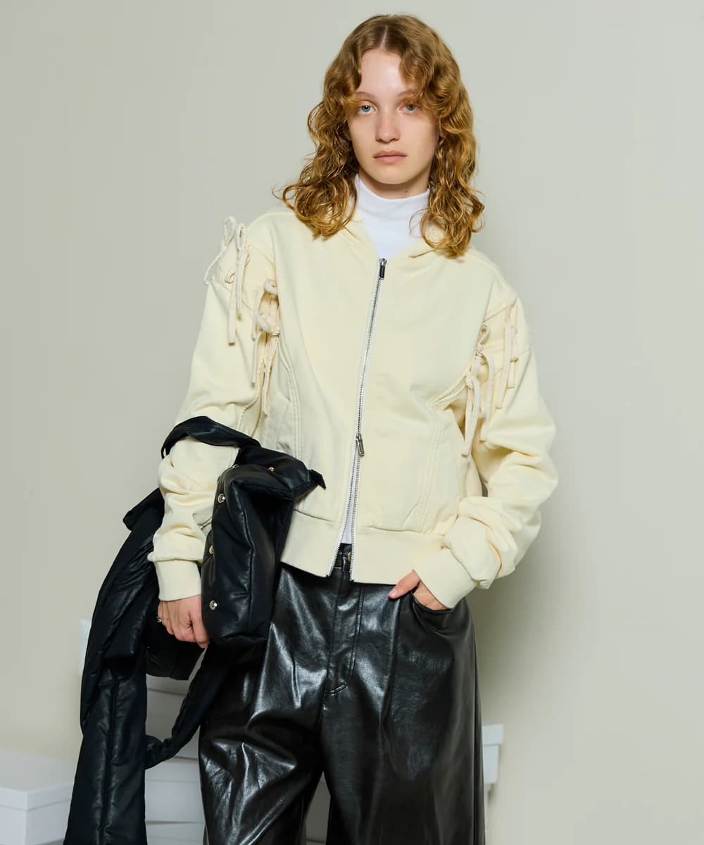 【SALE】Shoulder Ribbon Hoodie 肩部蝴蝶結連帽外套